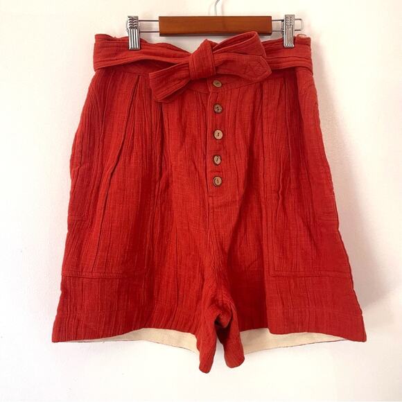 Free People High Waisted Shirts Burnt Orange Tie New Small - Picture 9 of 10